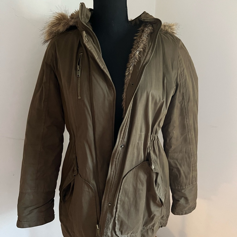 Barneys New York Faux Fur Coat in Brown and Tan